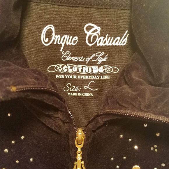 Onque Casual velour jacket with rhinestones - Picture 3 of 3